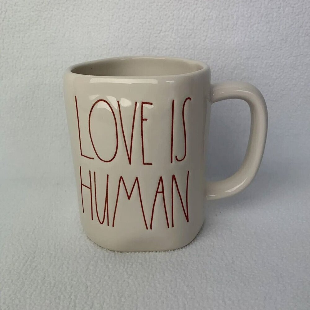 Rae Dunn Love is Human Red White Coffee Mug Tea Cup 20 Ounce